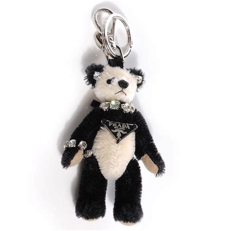 prada keyring initial|Prada teddy bear keychain.